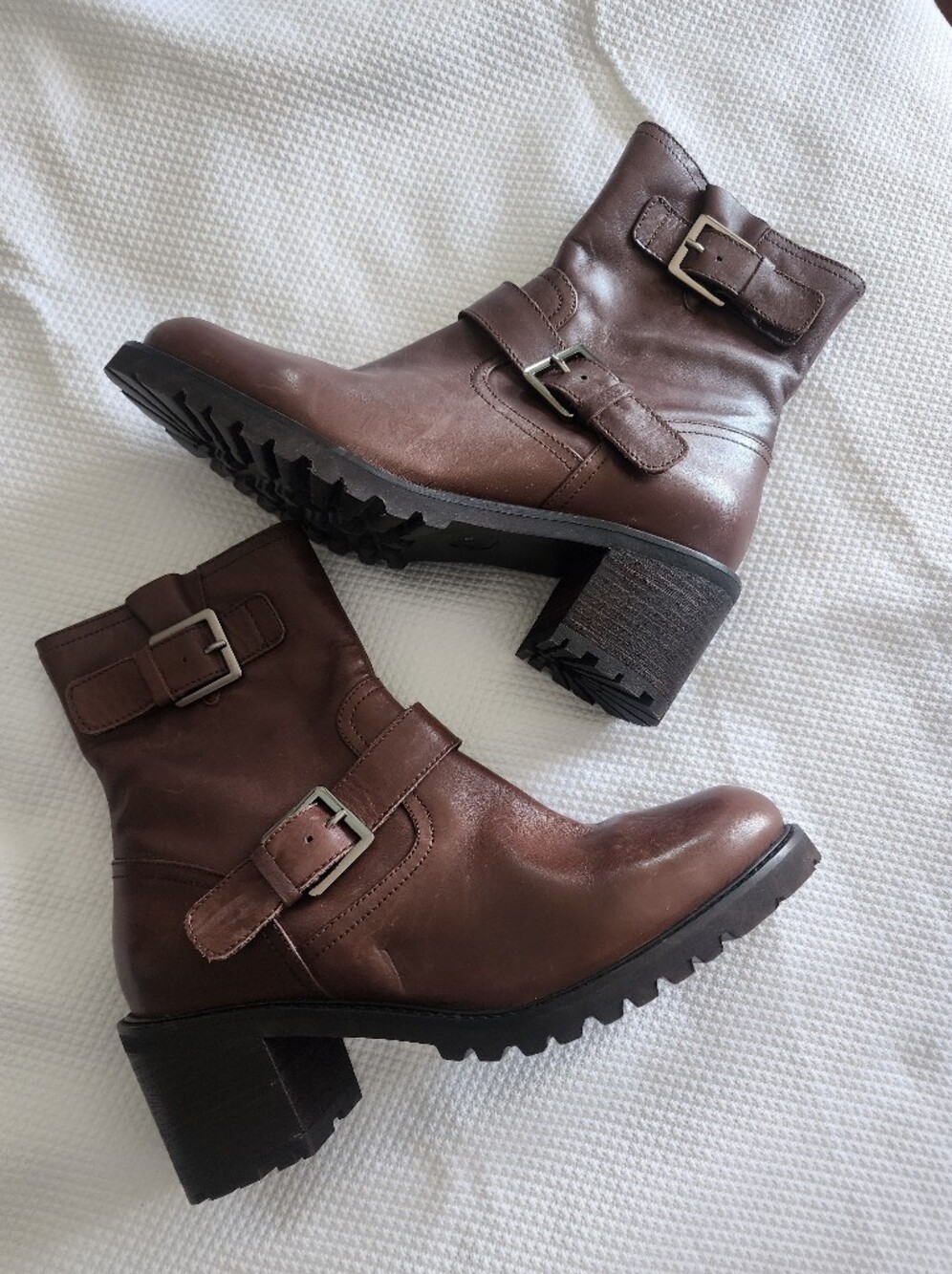 Seychelles Brown Leather Buckle Block-Heel Boots